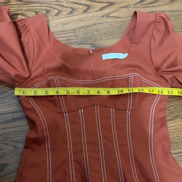 SIMKHAI Lena Puff-Sleeve Midi Dress Size 4 - Picture 13 of 13